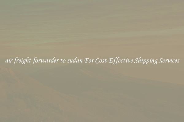 air freight forwarder to sudan For Cost-Effective Shipping Services